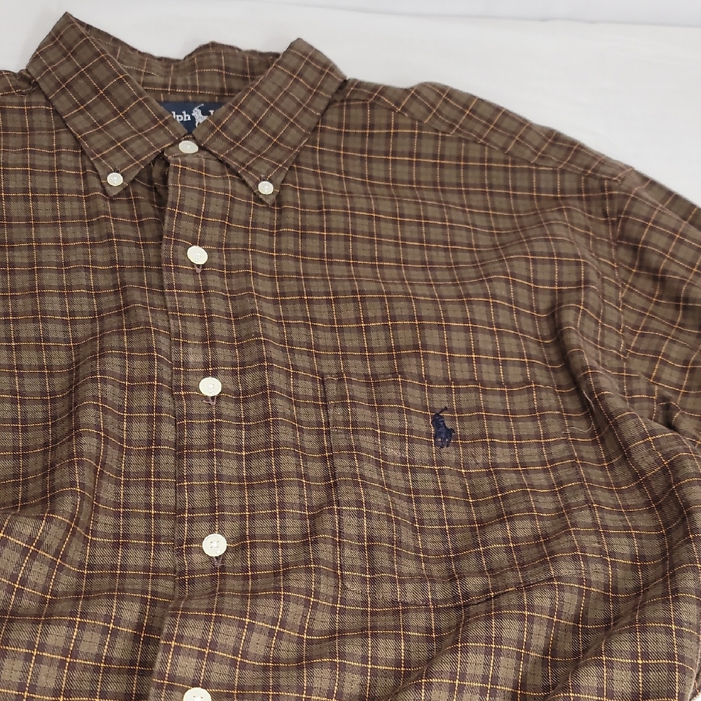 Ralph Lauren Orange Brown Casual Button Down Shirt - Picture 9 of 14
